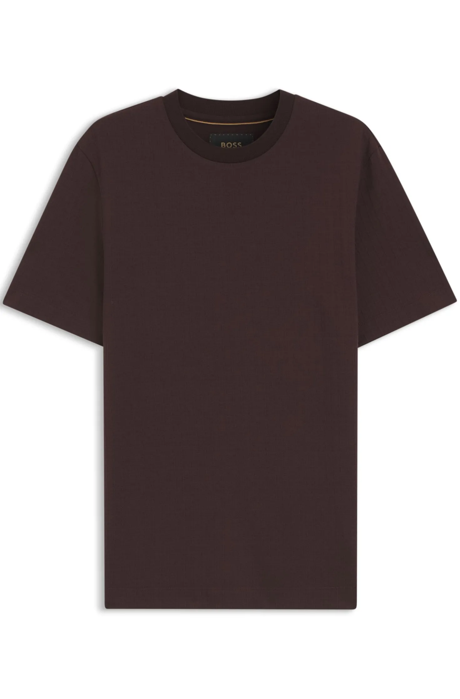 T-Shirt mit Windowpane-Karo aus Baumwoll-Mix mit Seide