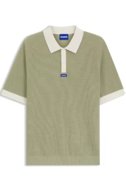 Waffelstrick-Poloshirt aus Baumwolle mit Kontrast-Details
