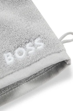 Waschhandschuh aus Baumwolle mit kontrastfarbener Logo-Stickerei