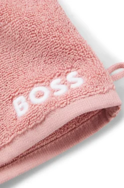 Waschhandschuh aus Baumwolle mit kontrastfarbener Logo-Stickerei