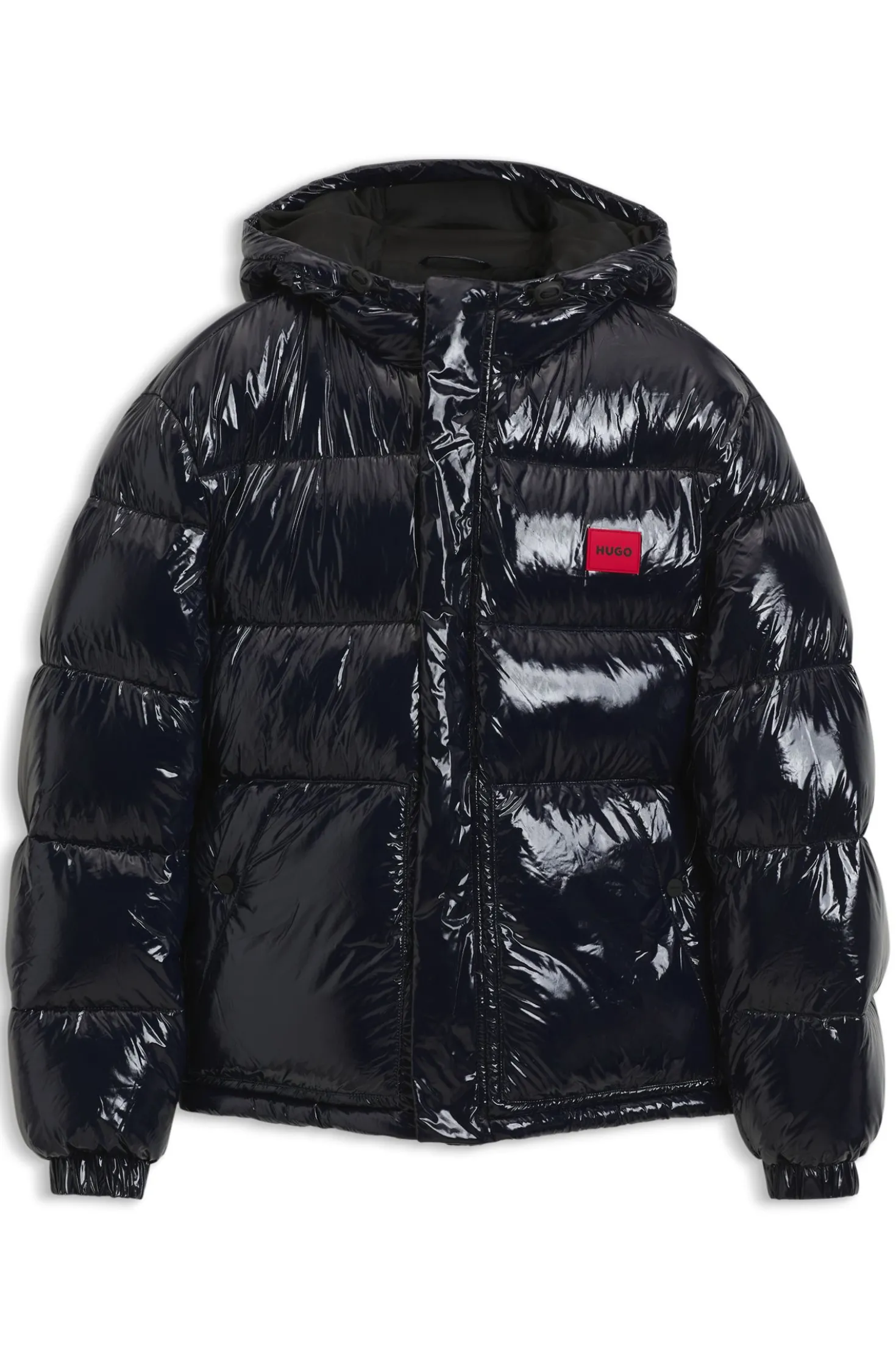 Wasserabweisende wattierte Jacke mit lackiertem Finish
