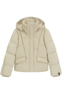 Wattierte Jacke mit Kapuze und Paspeln