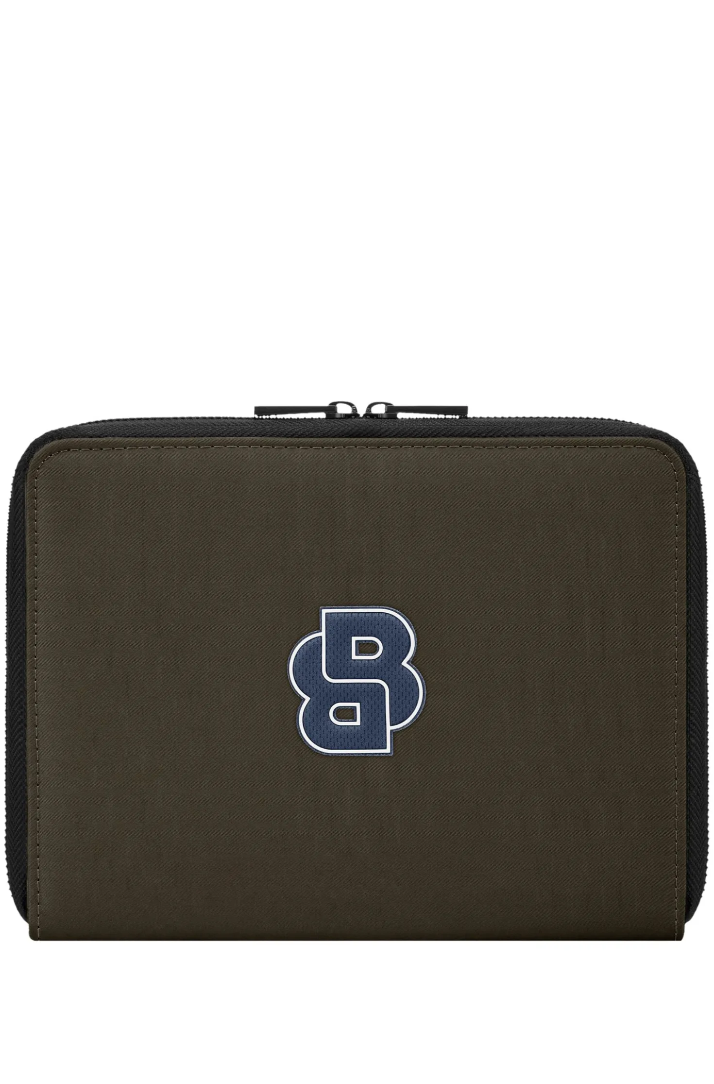 Zipped folder with varsity-style logo patch