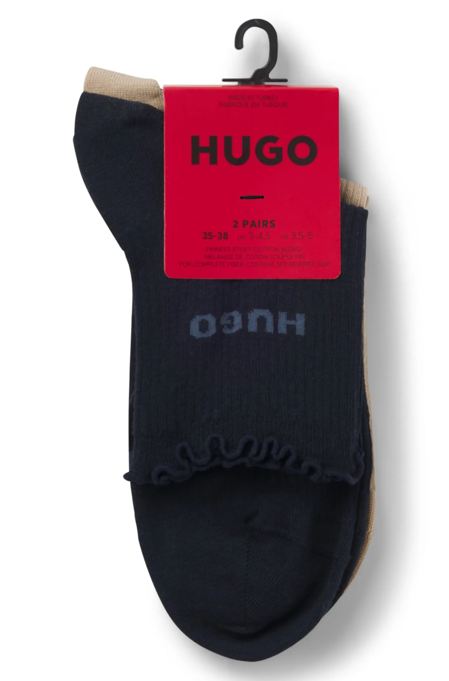 Zweierpack gerippte kurze Socken