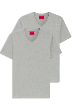 Zweierpack T-Shirts aus Stretch-Baumwolle mit V-Ausschnitt