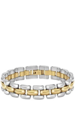 Zweifarbiges Gliederarmband mit graviertem Logo