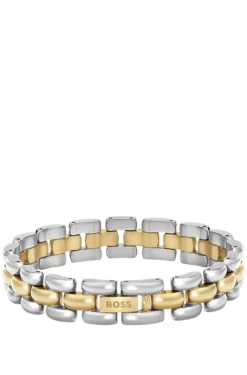 Zweifarbiges Gliederarmband mit graviertem Logo