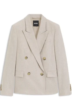 Zweireihiger Regular-Fit Blazer aus meliertem Flanell