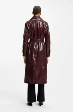 Zweireihiger Trenchcoat aus Kunstleder