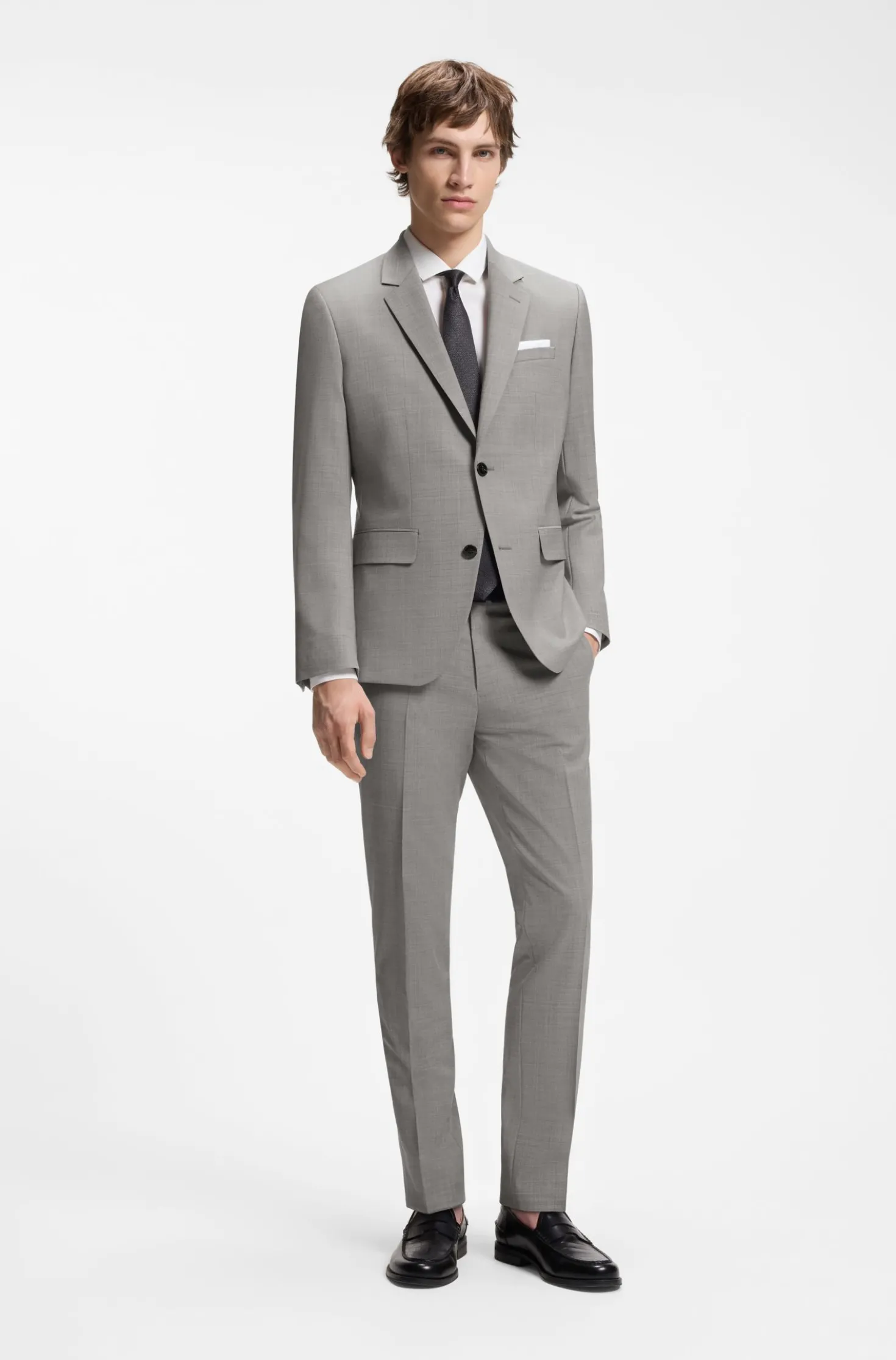 Zweiteiliger Slim-Fit Anzug aus Woll-Mix