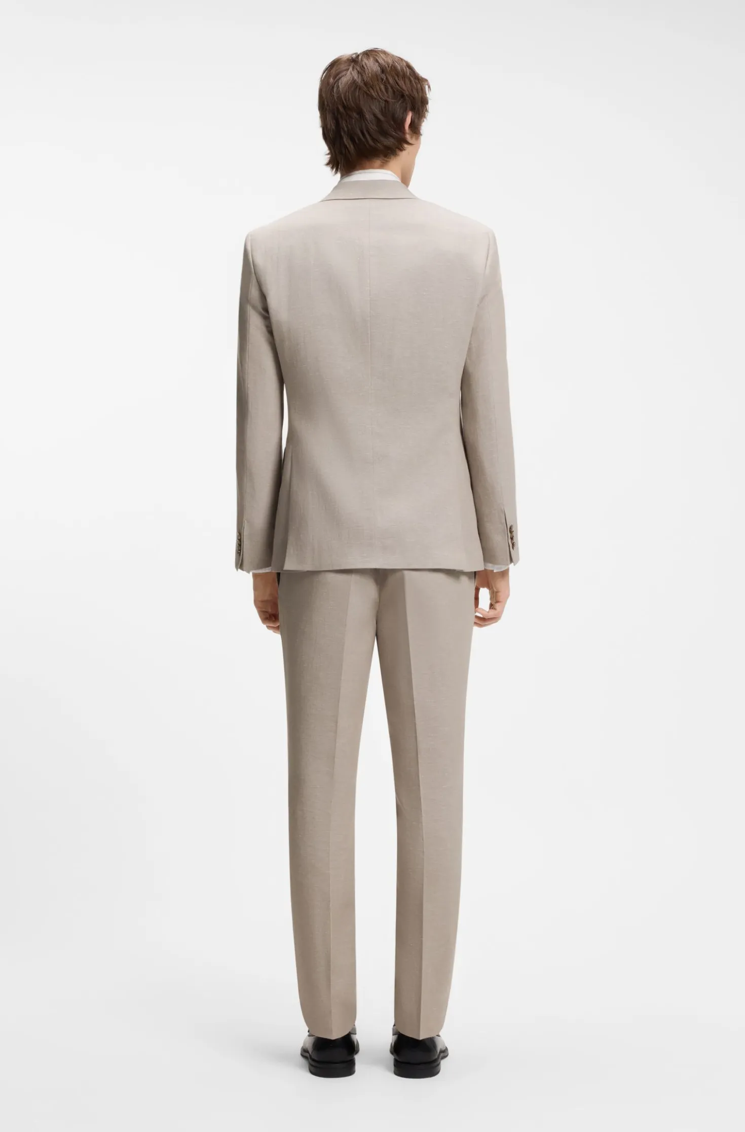 Zweiteiliger Slim-Fit Anzug aus Baumwolle und Leinen